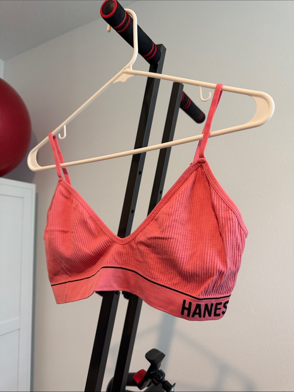 Hanes Coral Pink Ribbed Bralette with Elastic Band